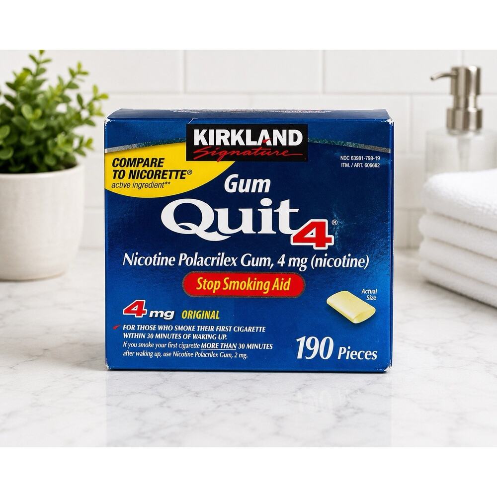 Kirkland Signature Quit 4 Nicotine Gum 4mg Original 190 Pieces Sealed